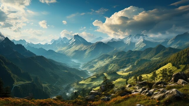 Beautiful sunshine over the mountains