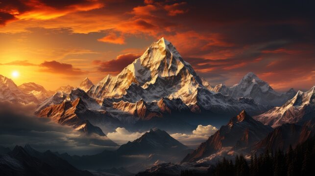 Beautiful sunshine over the mountains