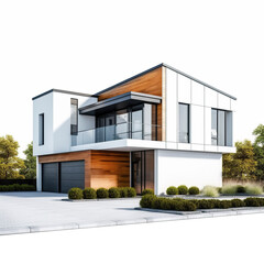 3D Modern House With White Background