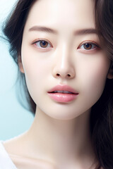 Portrait of beauty asian female with perfect healthy glow skin facial