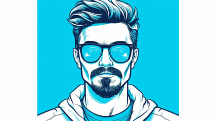 Movember. Trendy hipster man with glasses and beard.