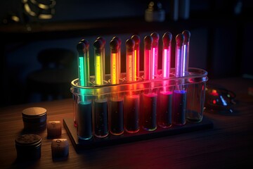 Colorful chemicals in test tube