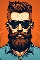 Movember. Trendy hipster man with glasses and beard.