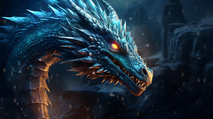 The mythical fire dragon in all its majesty.