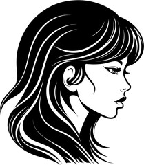 A stunning vector illustration of a young woman's face, exuding grace and beauty. This meticulously crafted artwork showcases intricate details, from flawless skin to captivating eyes and luscious hai