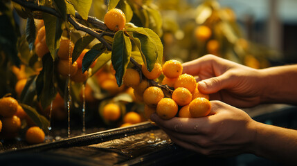 hand holding a bunch of fruit UHD wallpaper Stock Photographic Image - obrazy, fototapety, plakaty