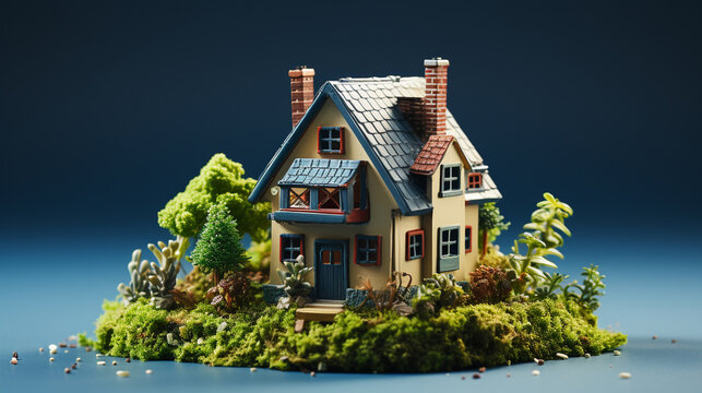 house on the hill UHD wallpaper Stock Photographic Image
