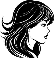 A stunning vector illustration of a young woman's face, exuding grace and beauty. This meticulously crafted artwork showcases intricate details, from flawless skin to captivating eyes and luscious hai