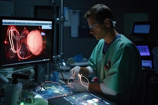 Monitor depicting endoscopic surger