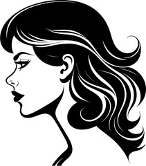 A stunning vector illustration of a young woman's face, exuding grace and beauty. This meticulously crafted artwork showcases intricate details, from flawless skin to captivating eyes and luscious hai