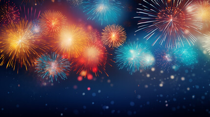 Fototapeta na wymiar Abstract colored firework background with free space for text, new year, guy faukes, celebration