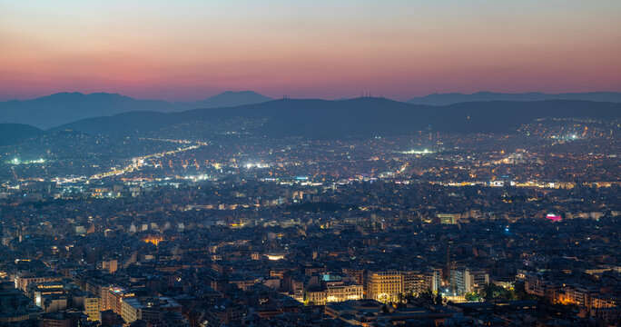Fototapeta Athens capital of Greece aerial cityscape panoramic view