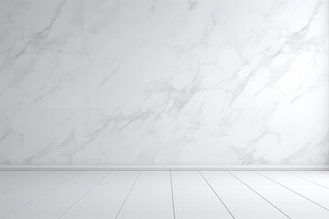 Fototapeta premium Pain marble wall with white floor background texture