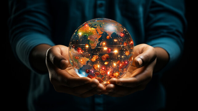 hand holding a globe UHD wallpaper Stock Photographic Image