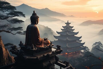 China, snaking through dramatic landscapes, symbolizing rich history  picturesque tourist...