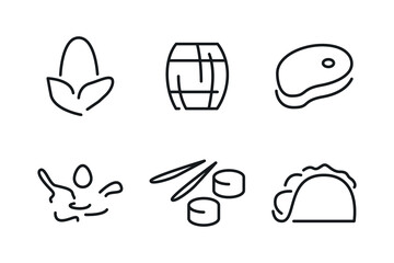 Fast food and drinks line icons collection.
