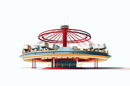 Tilt-A-Whirl amusement ride vector flat isolated illustration