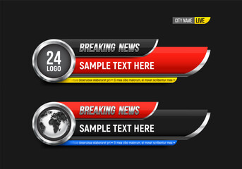 Lower third for news header. Breaking news. Vector template for your design.