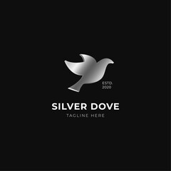 Silver dove logo design for company isolated on the back background