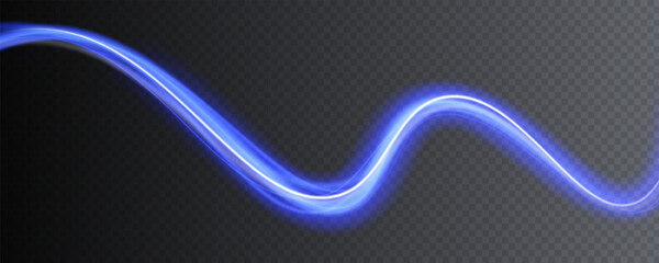 Luminous blue lines png of speed. Light glowing effect png. Abstract motion lines