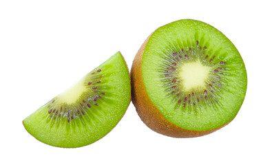Kiwi fruit with sliced isolated on white background