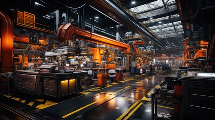Metal factory interior. Modern industrial company.