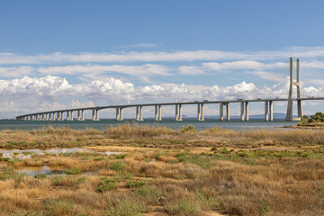 Landscape next to the Vasco da Gama Bridge in Lisbon, Portugal