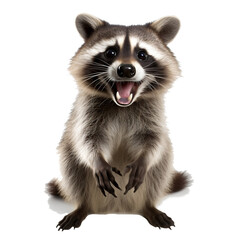 Funny animal. Smiling raccoon. On a transparent background PNG