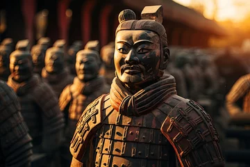 Deurstickers Terracotta Army: Rows of terracotta soldiers guarding the tomb of China's first emperor.Generated with AI © Chanwit