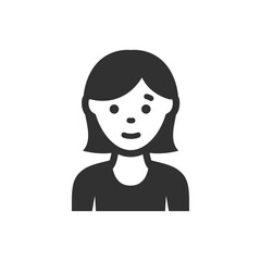Woman with a bob haircut icon. Monochrome black and white symbol