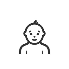 Baby boy icon. A baby boy smiling. Monochrome black and white symbol