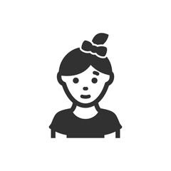 Girl with a bow icon. Monochrome black and white symbol