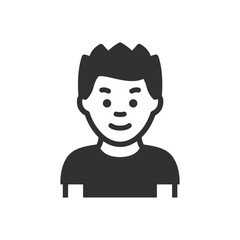 Teenage boy avatar icon. Monochrome black and white symbol