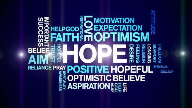 Hope animated tag word cloud;text design animation kinetic typography seamless loop.