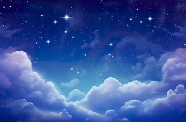 Obraz na płótnie Canvas Space of night sky with clouds and stars. 