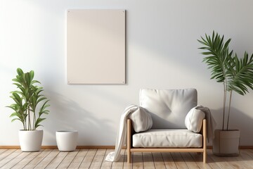 Modern Aesthetic Interior Design with Small Blank Poster Created with Generative AI