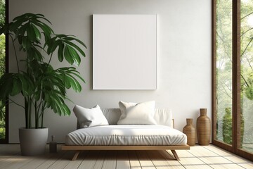 Modern Aesthetic Interior Design with Small Blank Poster Created with Generative AI