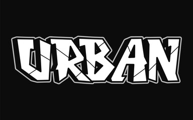 Fototapeta na wymiar Urban - single word, letters graffiti style. Vector hand drawn logo. Funny cool trippy word Urban, fashion, graffiti style print t-shirt, poster concept