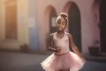 Fototapeta premium African little girl ballet. Generate Ai