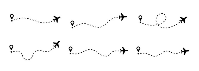 Plane route. Airplane path flat style. Plane Path icon. Vector