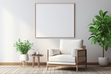 Modern Aesthetic Interior Design with Small Blank Poster Created with Generative AI