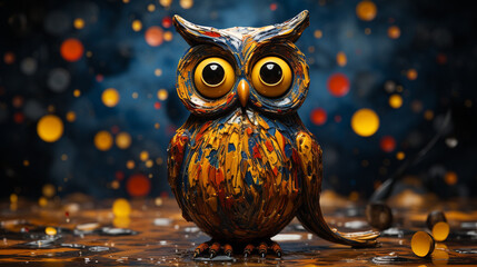 owl on a branch UHD wallpaper Stock Photographic Image  - obrazy, fototapety, plakaty
