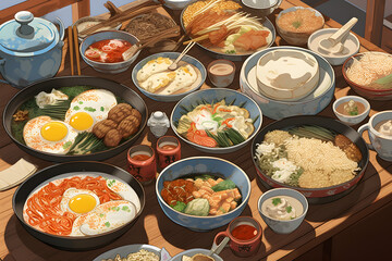 Tsukemono Japanese food anime style illustration Made with Generative AI