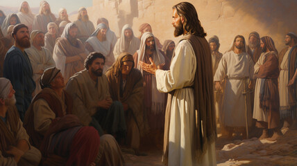 jesus christ in front of his group