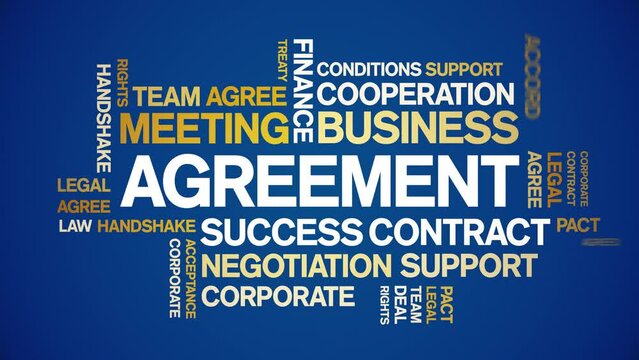 Agreement animated tag word cloud;text design animation kinetic typography seamless loop.