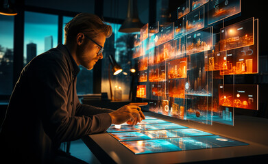 Obraz premium man work on technology