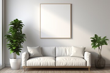 Modern Aesthetic Interior Design with Small Blank Poster Created with Generative AI