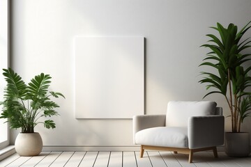 Modern Aesthetic Interior Design with Small Blank Poster Created with Generative AI