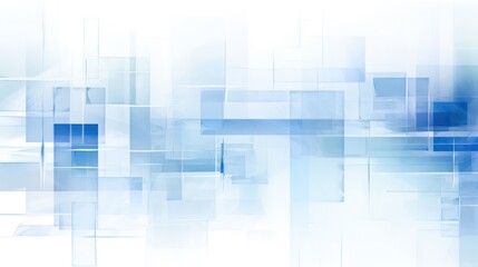 Blue abstract background with squares on white background, in the style of transparent layers.