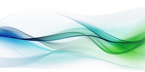 Free flowing waves in tones of blue and green on white background. Minimalist elegant lines.